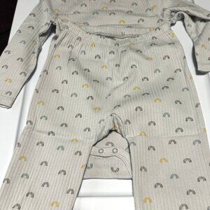 NWT Cloud Island Kids Footie - Cream with Pastel Rainbow Pattern - 2 Piece